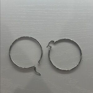 Textured Silver Hoop Earrings